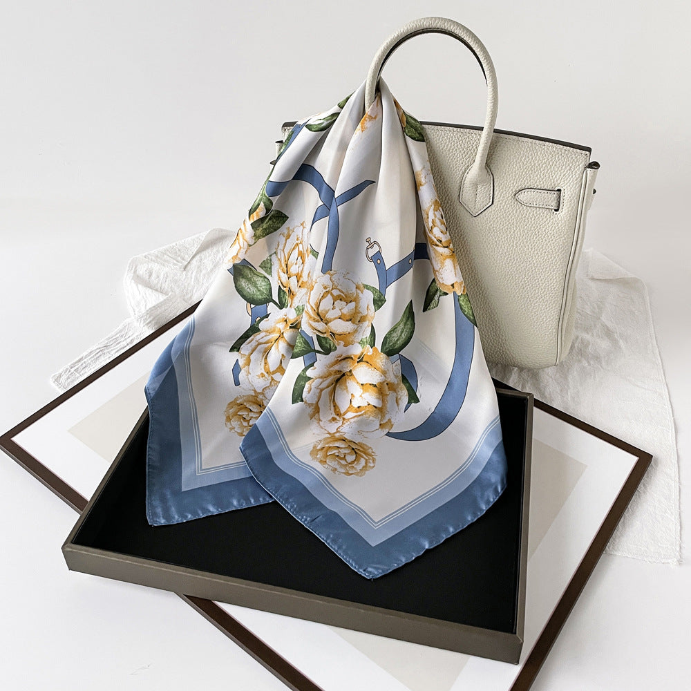 Floral Satin Square Head Scarf - view 1