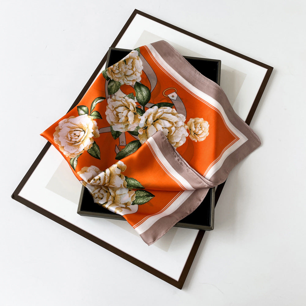 Floral Satin Square Head Scarf - view 10