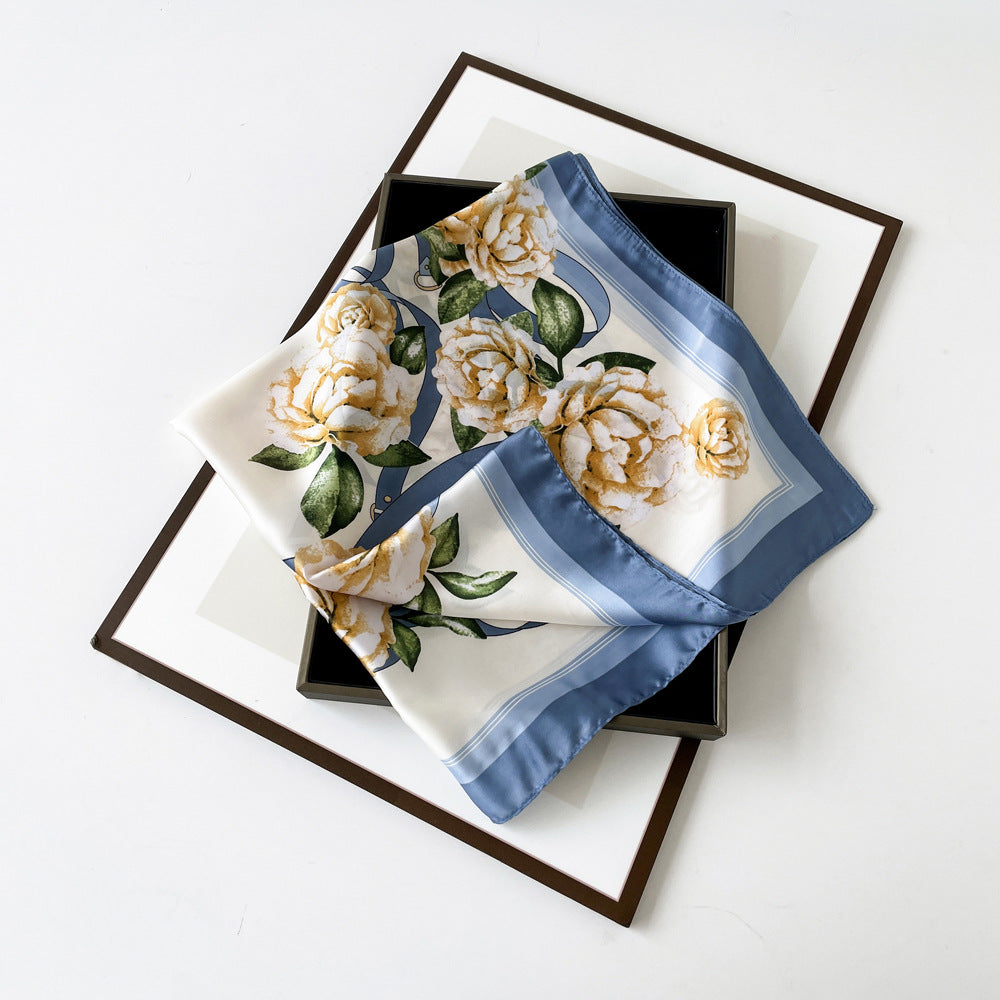 Floral Satin Square Head Scarf - view 3