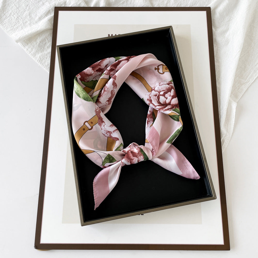 Floral Satin Square Head Scarf - view 4