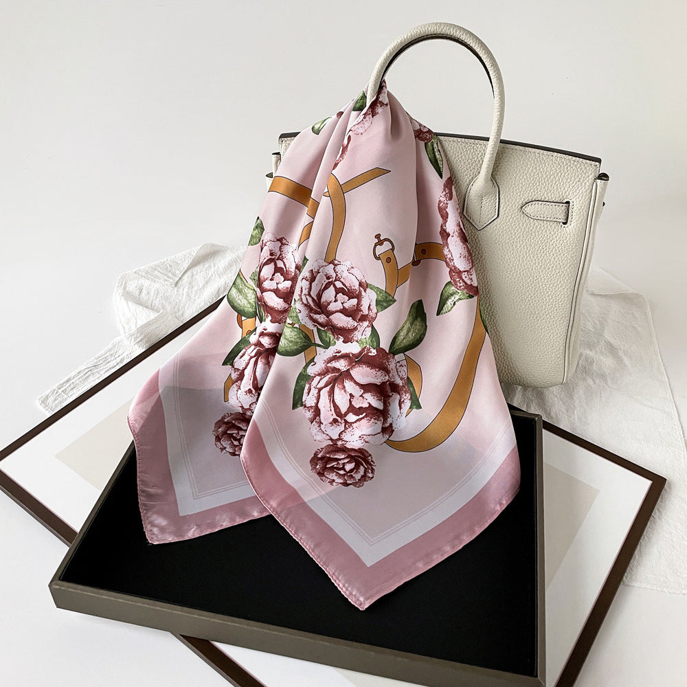 Floral Satin Square Head Scarf - view 5