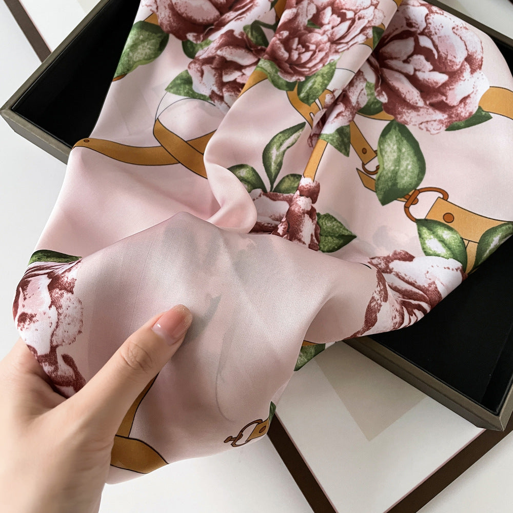 Floral Satin Square Head Scarf - view 6
