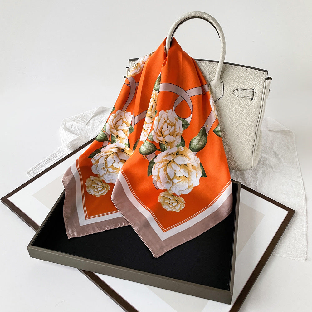 Floral Satin Square Head Scarf - view 8