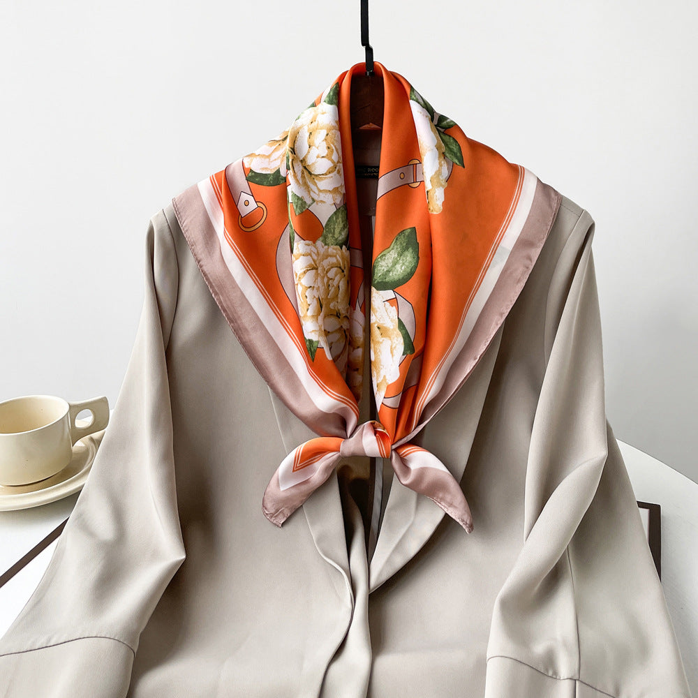Floral Satin Square Head Scarf - view 9