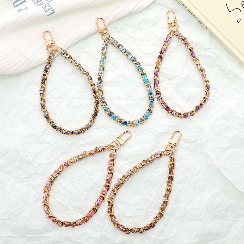 Woven Leather Chain Phone Wrist Strap
