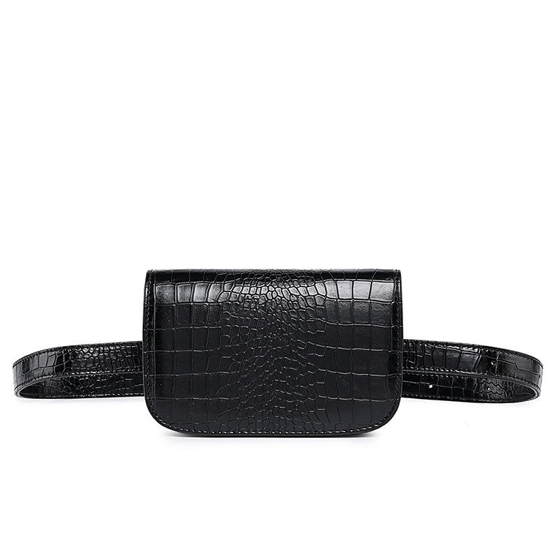 Black Croc Embossed Mini Belt Bag
