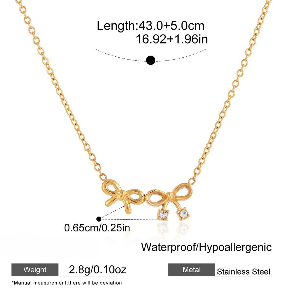 Delicate Ribbon Bow Charm Necklace - NO-1 - 1