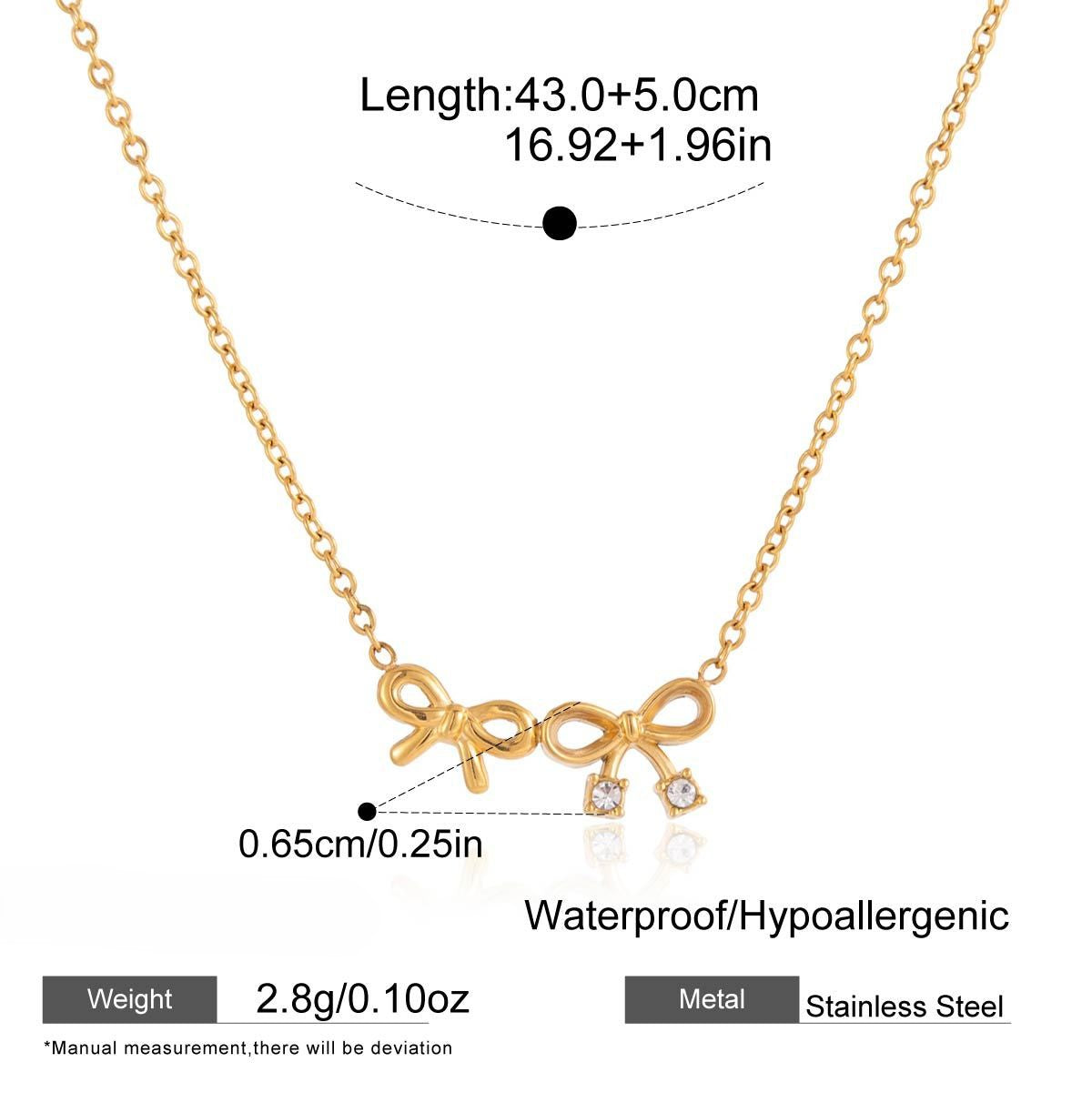 Delicate Ribbon Bow Charm Necklace - NO-1 - 1