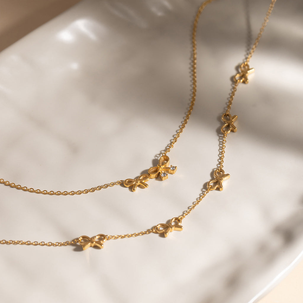 Delicate Ribbon Bow Charm Necklace - NO-1 - 2