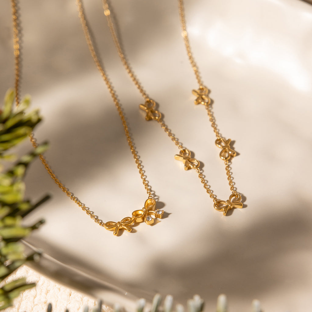 Delicate Ribbon Bow Charm Necklace - NO-1 - 3