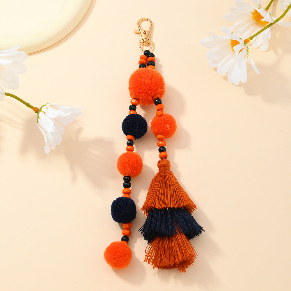 Fluffy Pom Pom Tassel Keychain Charm - Color_07