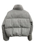 Cropped Puffer Jacket With Funnel Neck - Grey