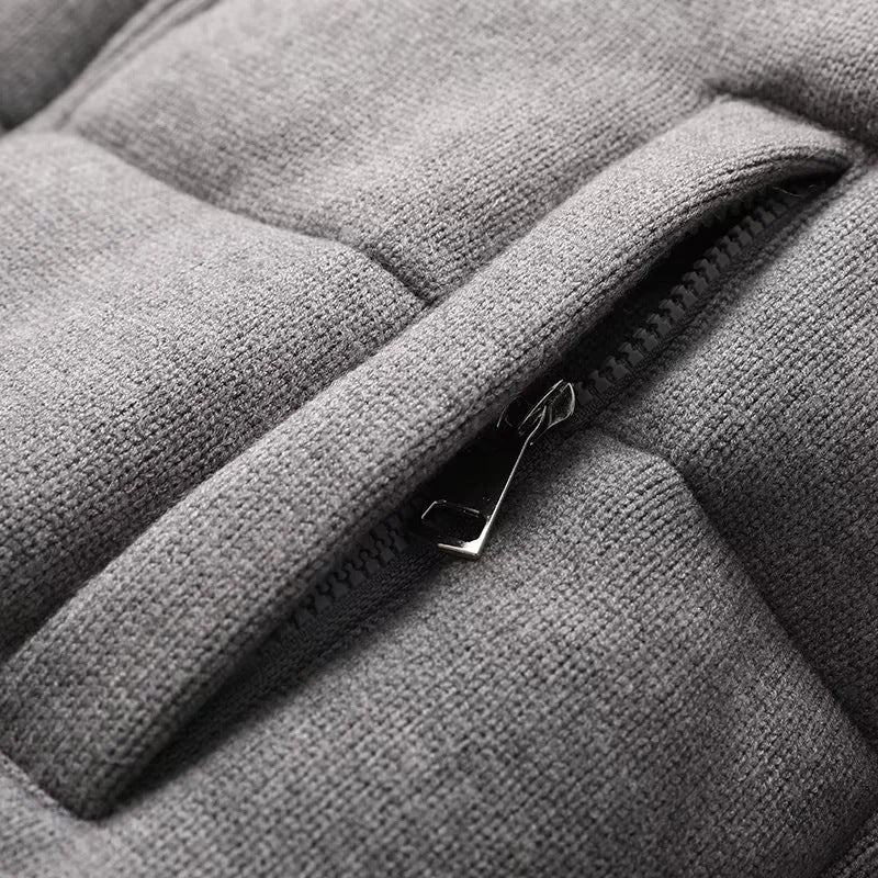 Cropped Puffer Jacket With Funnel Neck - Grey - 2