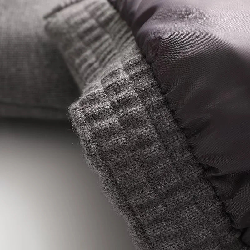Cropped Puffer Jacket With Funnel Neck - Grey - 7