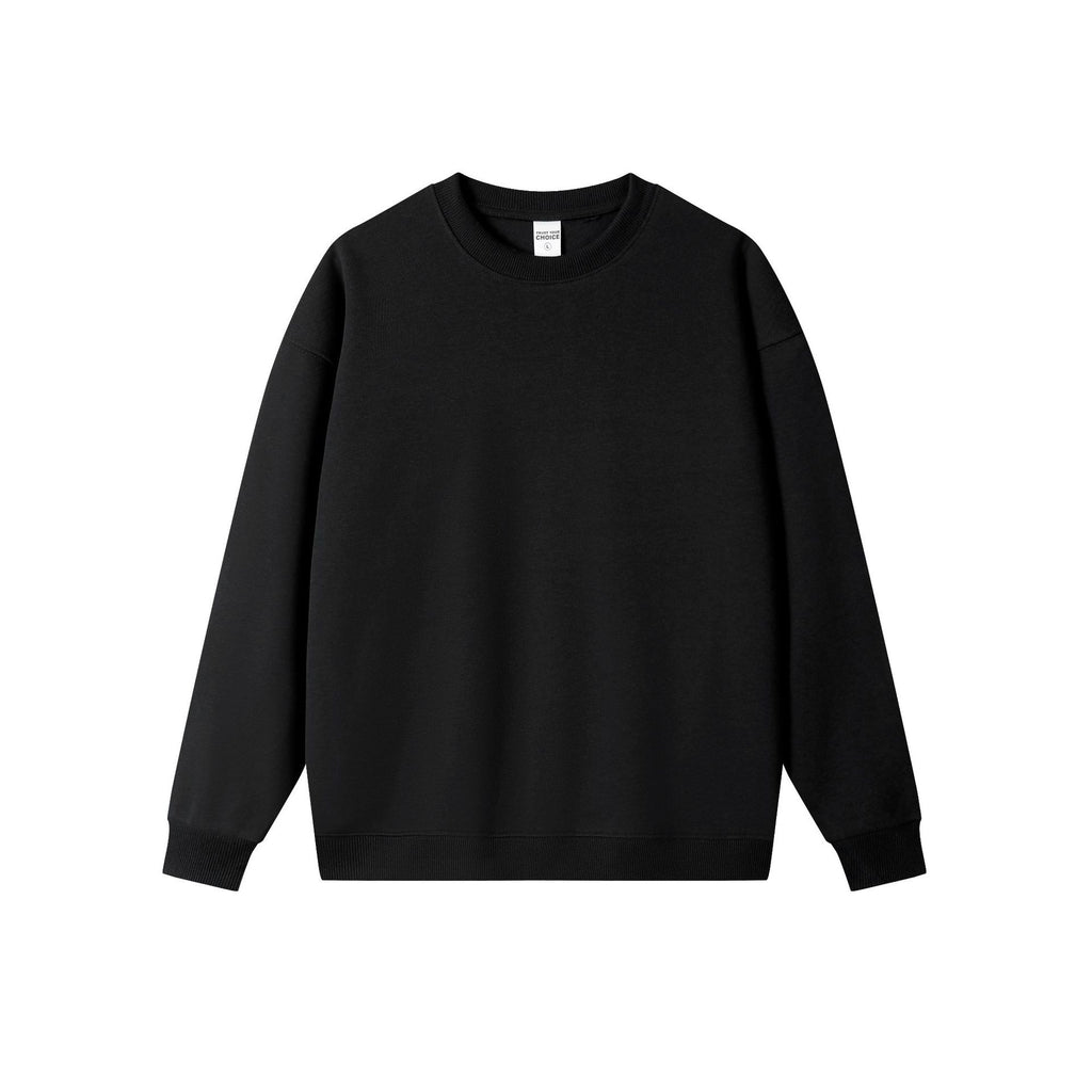 Brushed Fleece Boxy Crewneck Sweatshirt - Black