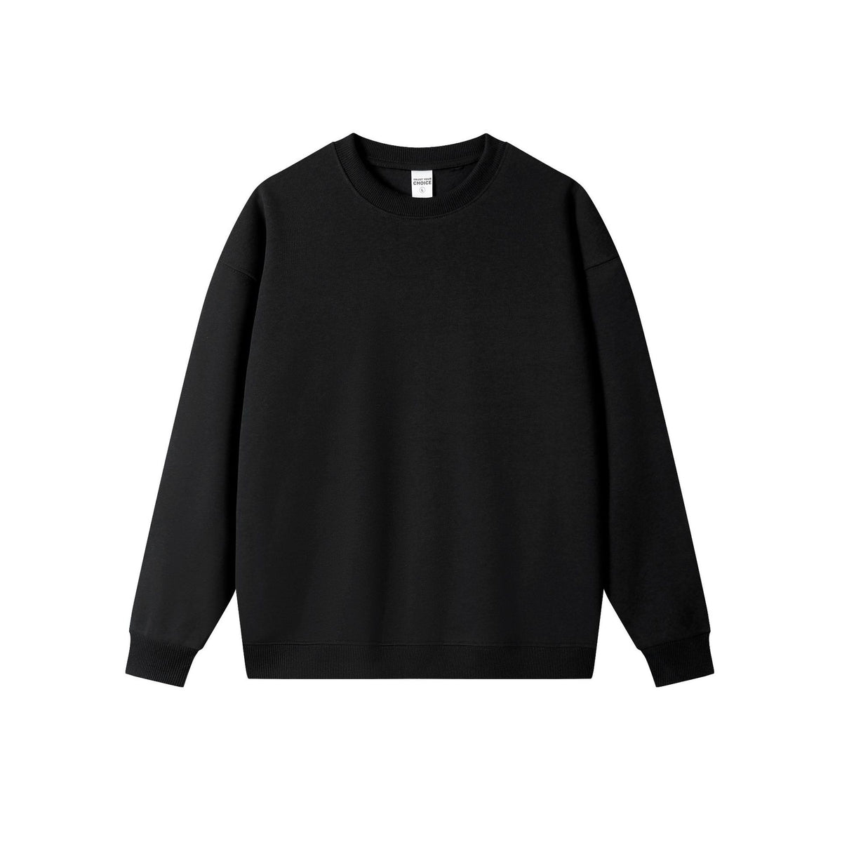Brushed Fleece Boxy Crewneck Sweatshirt - Black
