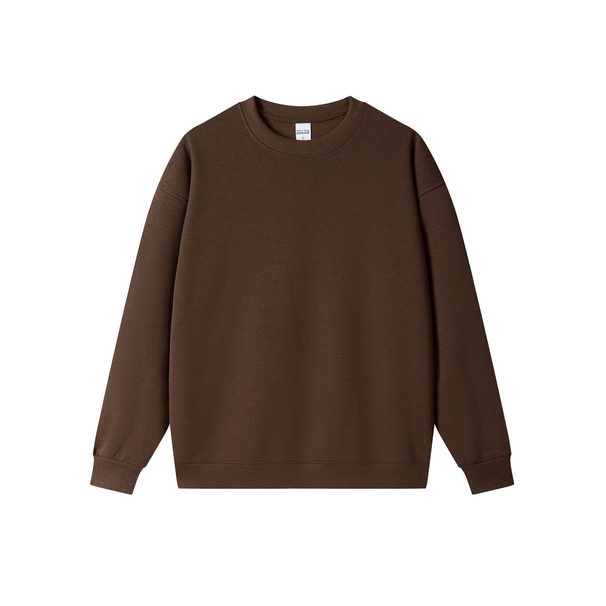 Brushed Fleece Boxy Crewneck Sweatshirt - Brown