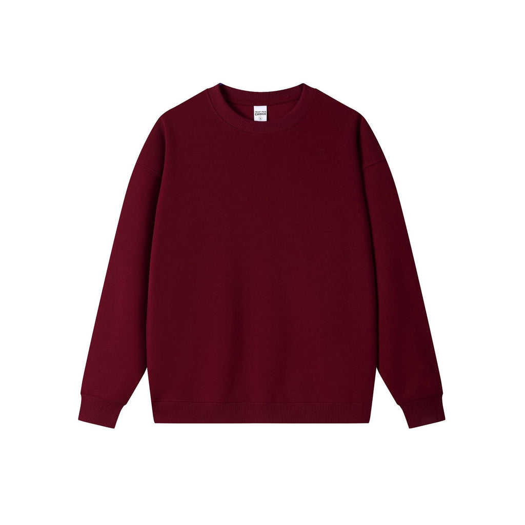 Brushed Fleece Boxy Crewneck Sweatshirt - Burgundy