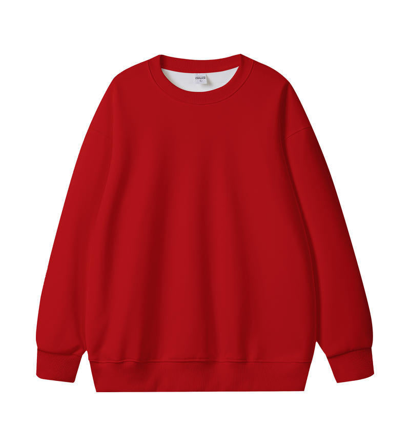 Brushed Fleece Boxy Crewneck Sweatshirt - Red