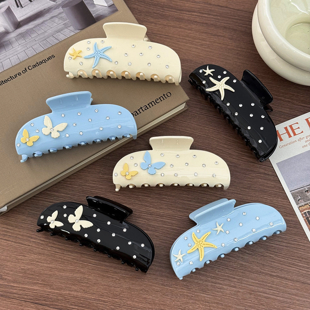 Rhinestone Butterfly And Starfish Claw Clip