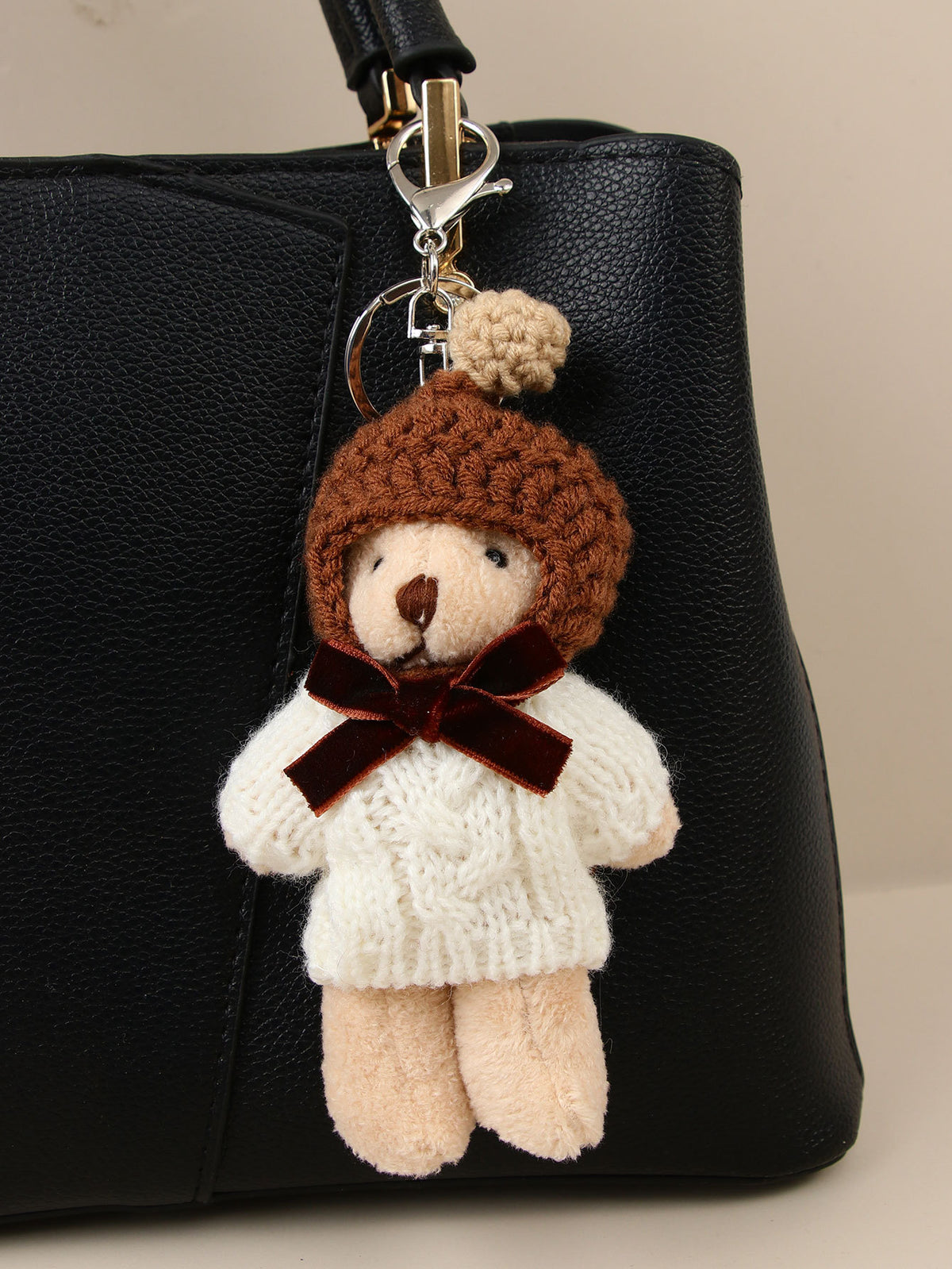 Knit Sweater Teddy Bear Plush Keychain - NO-1
