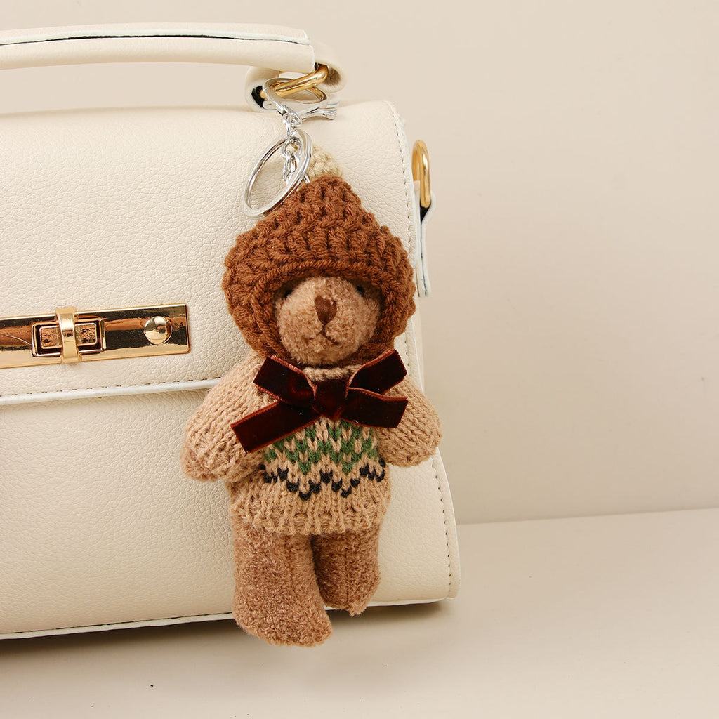 Knit Sweater Teddy Bear Plush Keychain - NO-4 - 1