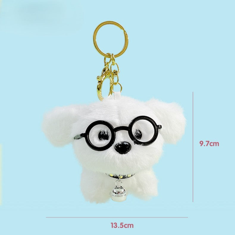 Fluffy Puppy Glasses Keyring Charm - view 1