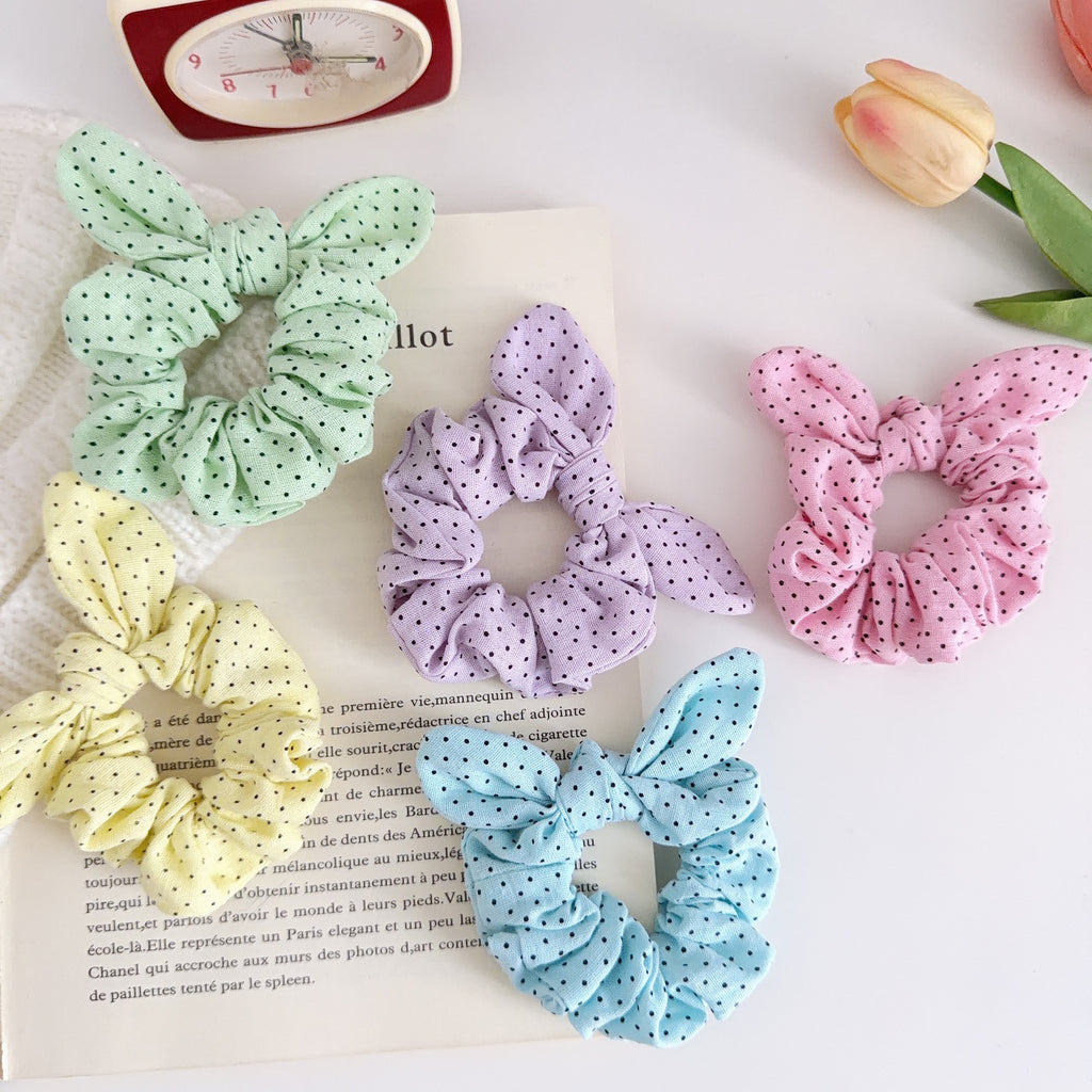 Bunny Ear Bow Scrunchie In Ditsy Dot Print - view 2