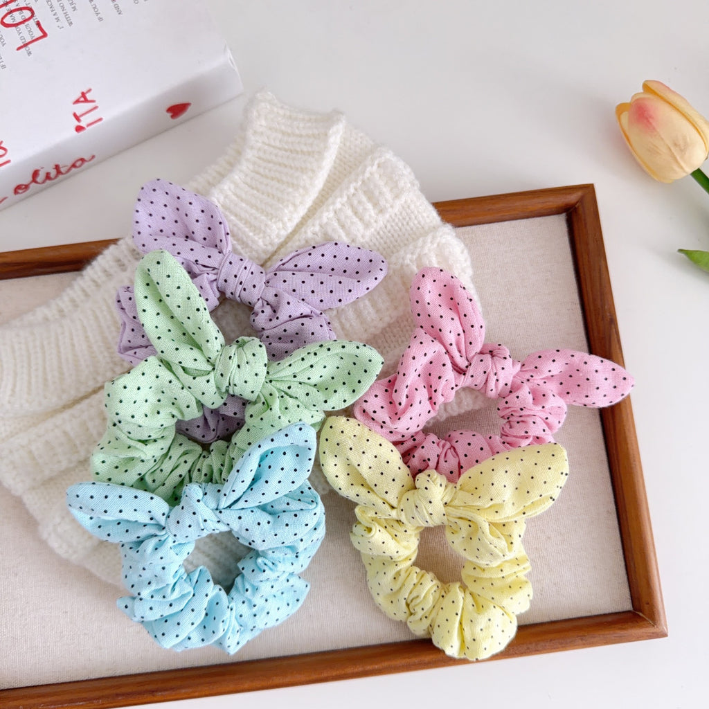 Bunny Ear Bow Scrunchie In Ditsy Dot Print - view 3