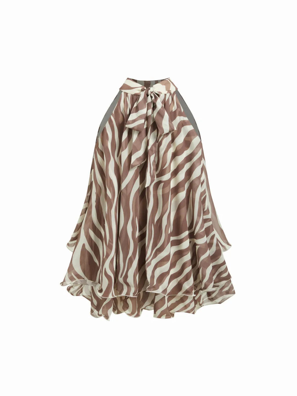 Tiered Ruffle Chiffon Halter Blouse - Stripe