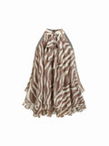 Tiered Ruffle Chiffon Halter Blouse - Stripe