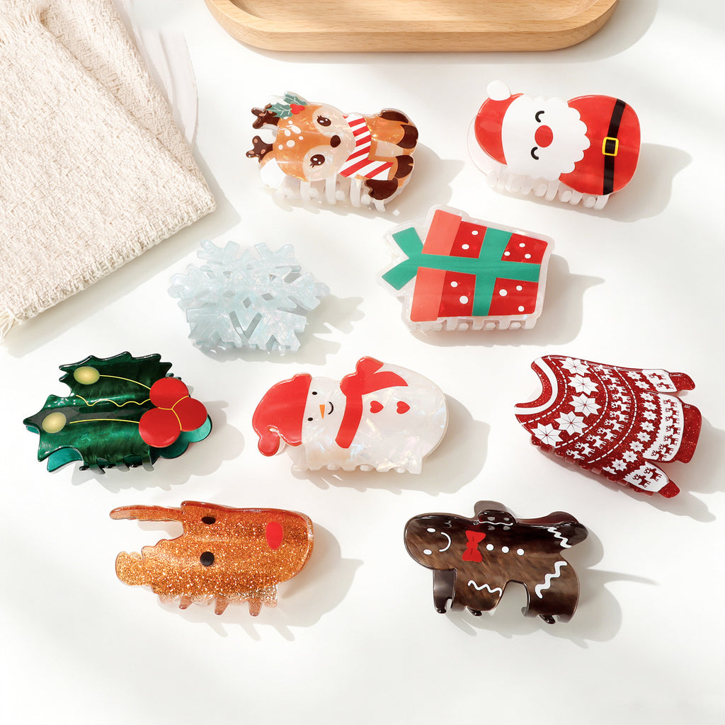 Christmas Claw Clip With Gingerbread and Santa