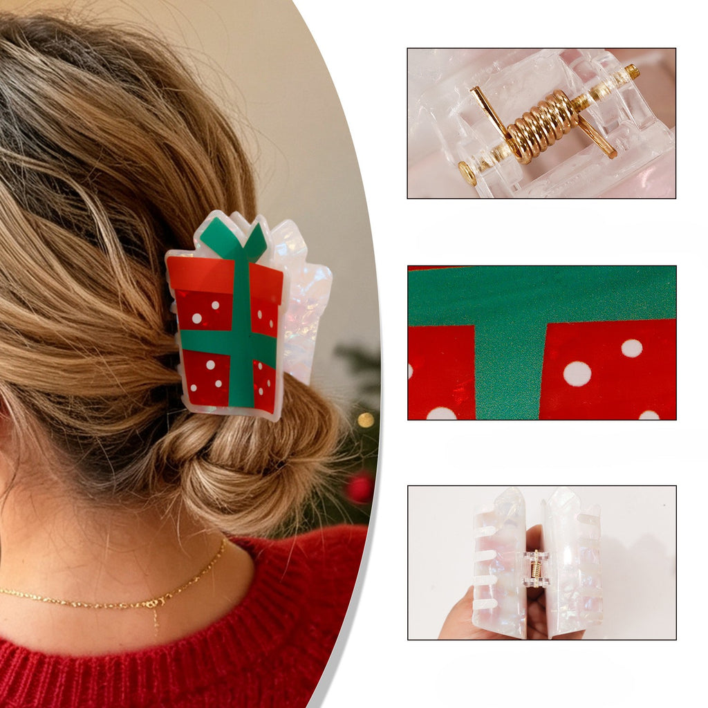 Christmas Claw Clip With Gingerbread and Santa - view 1