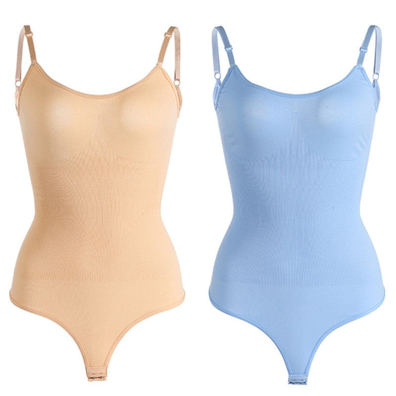Seamless Ribbed Cami Tummy Control Thong Bodysuit