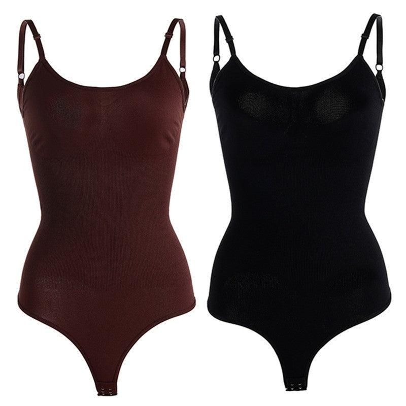 Seamless Ribbed Cami Tummy Control Thong Bodysuit