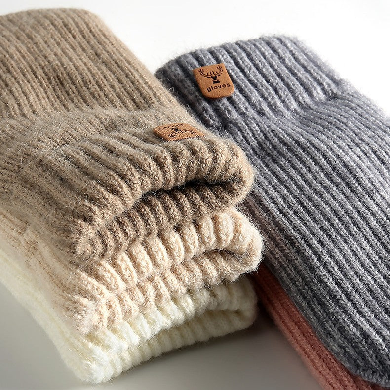 Chunky Ribbed Knit Winter Mittens - view 1