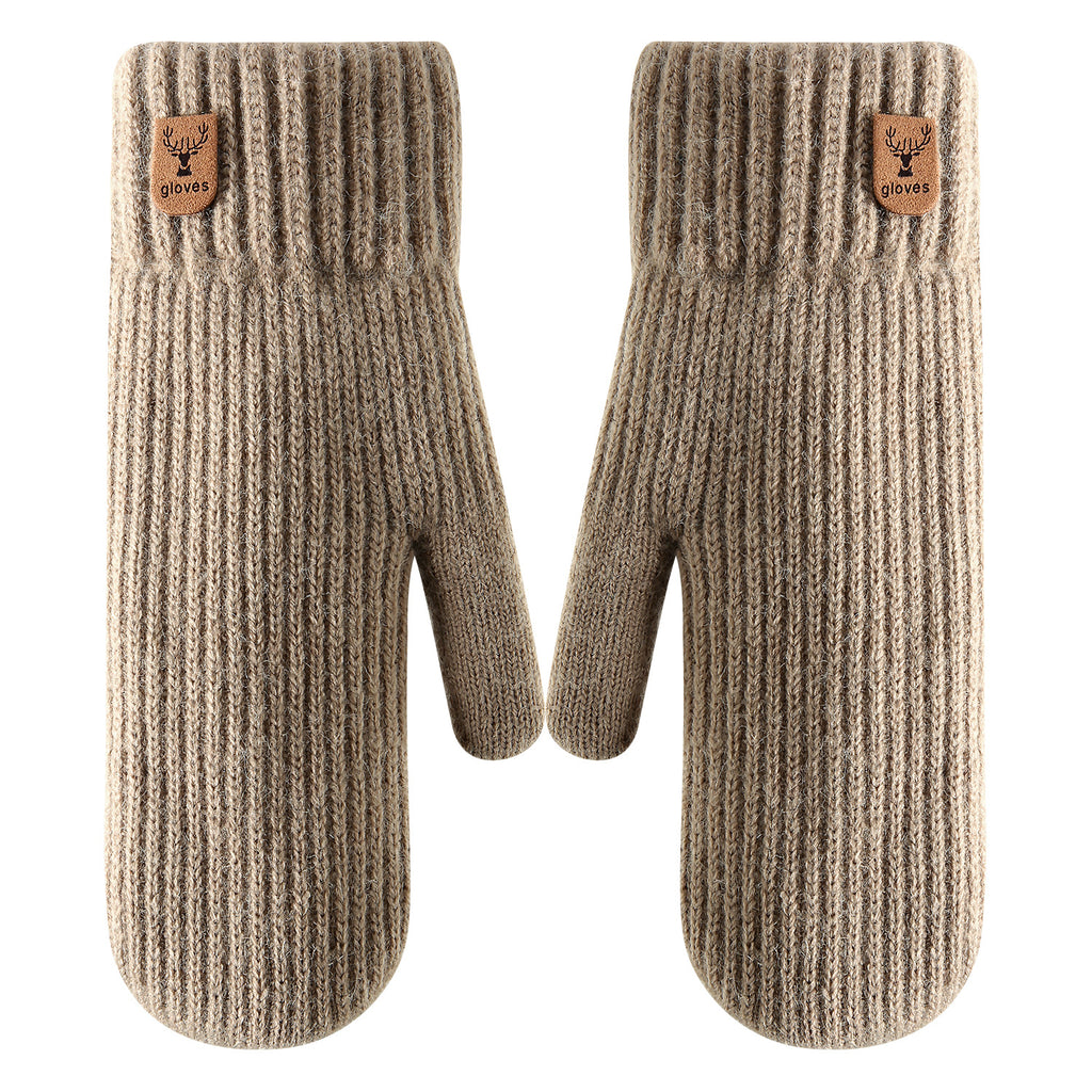Chunky Ribbed Knit Winter Mittens - view 2
