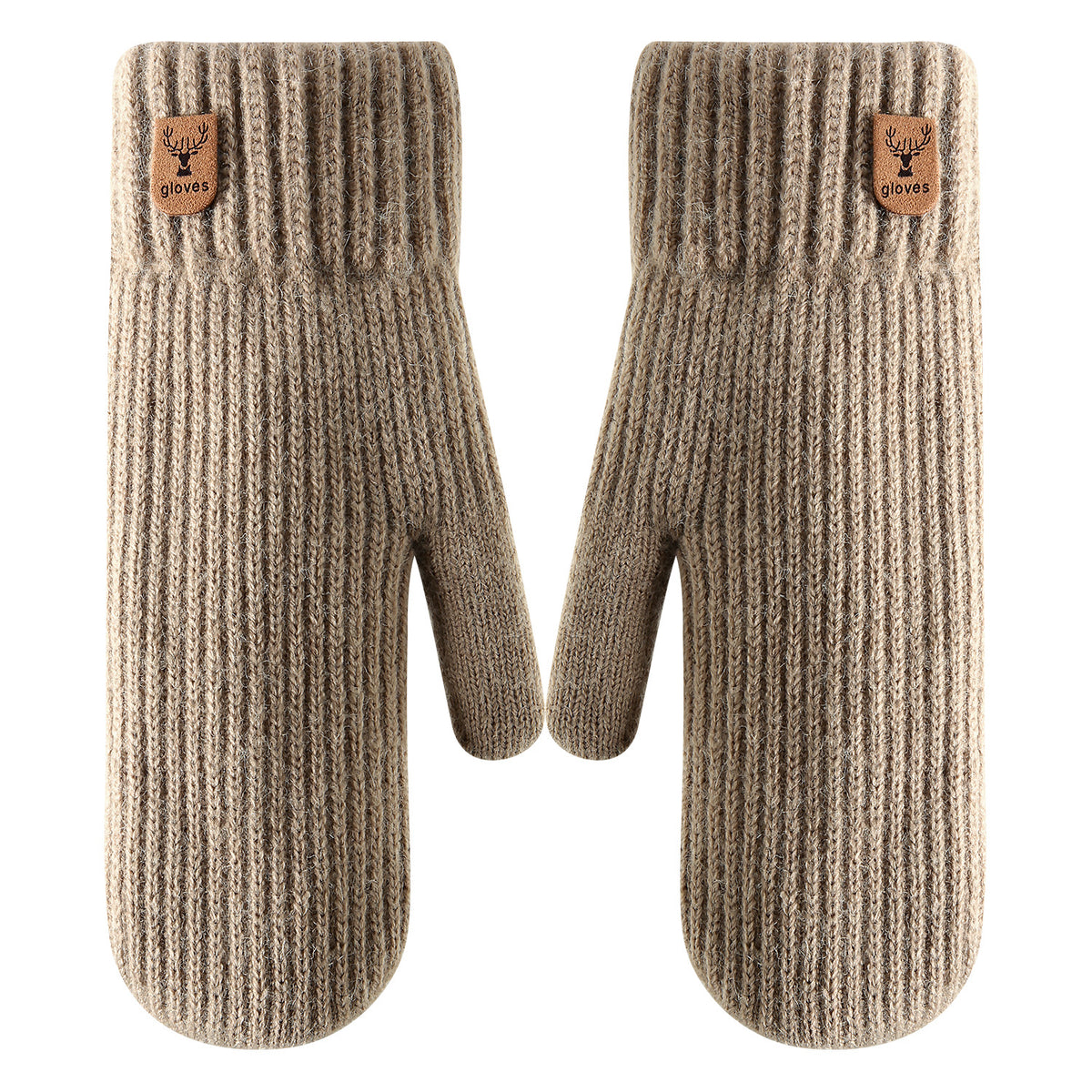 Chunky Ribbed Knit Winter Mittens - view 2