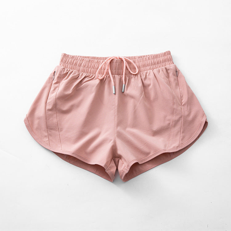 Curved Hem Running Shorts With Inner Liner - Pink