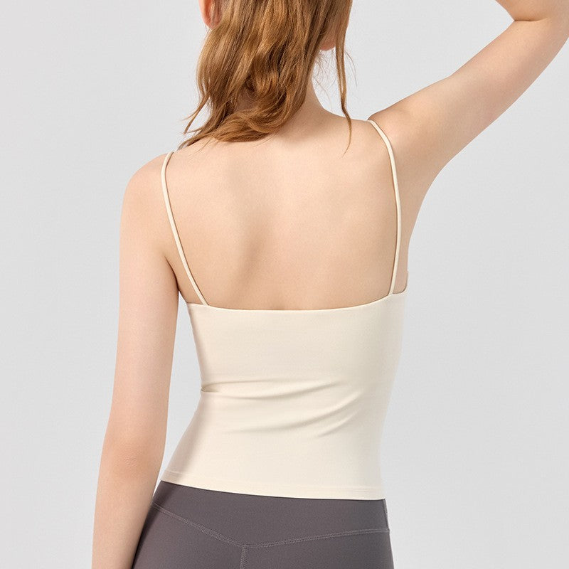 Ruched Waist Scoop Neck Padded Yoga Tank Top