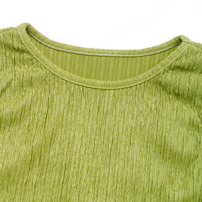 Ribbed Crop Tank and Slit Maxi Skirt Set - Green - 6