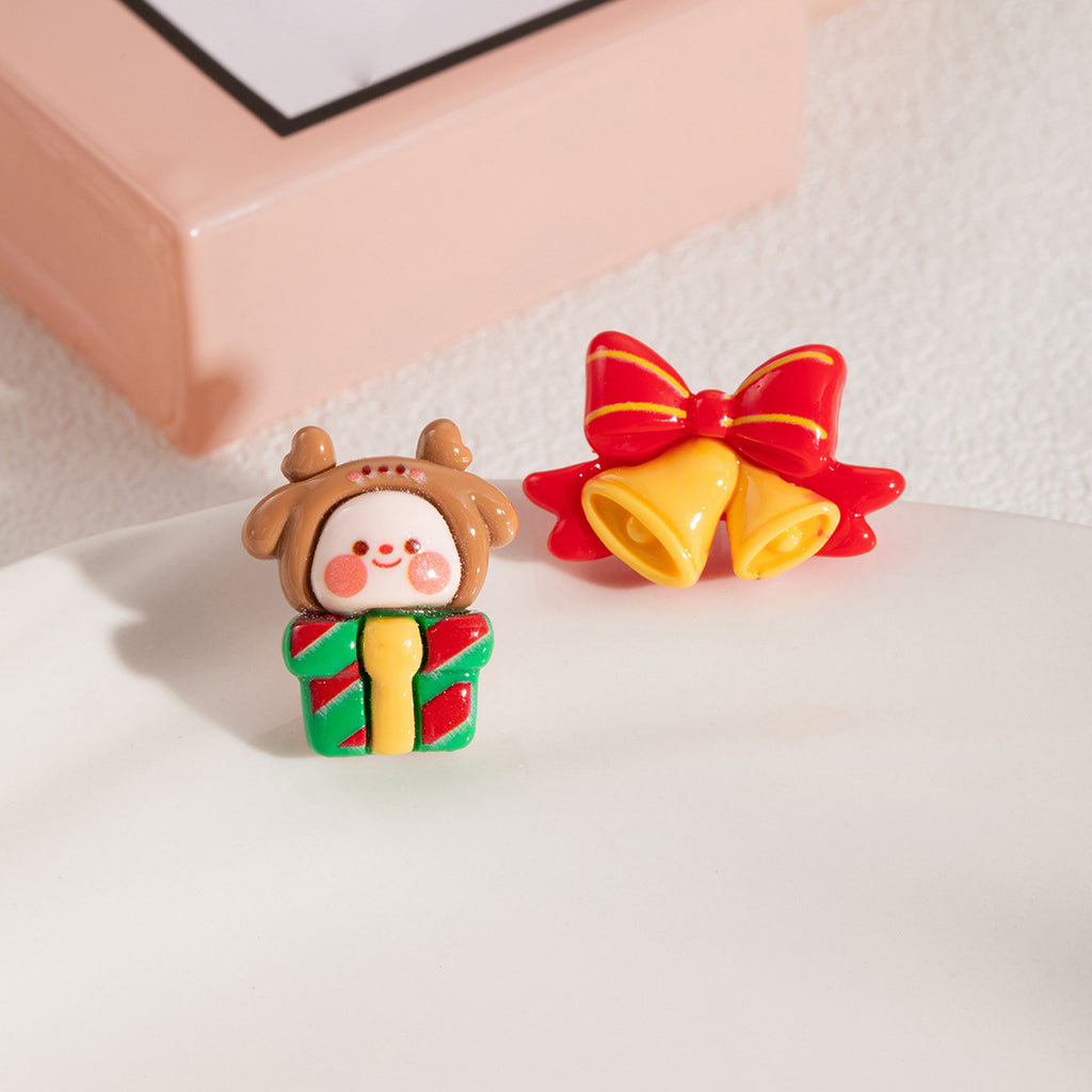 Holiday Charm Resin Stud Earrings - Bell