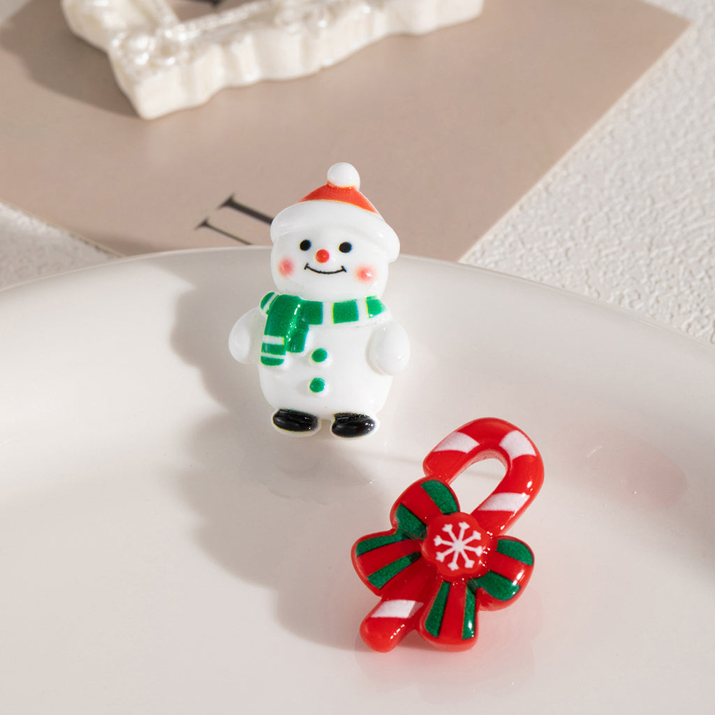 Holiday Charm Resin Stud Earrings - Cane - 1