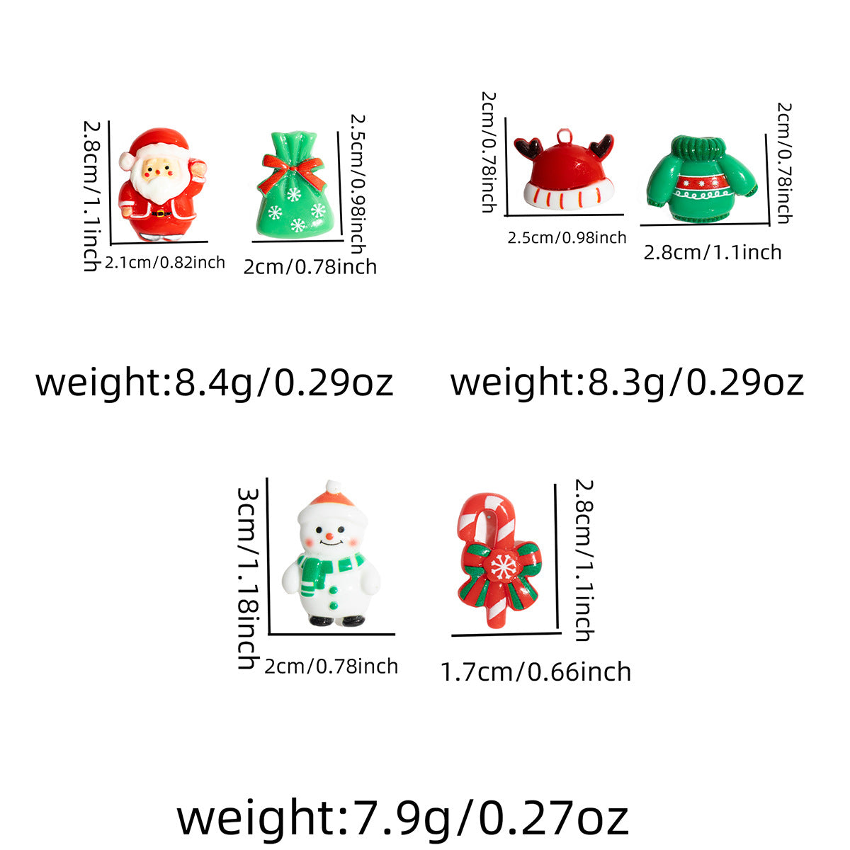 Holiday Charm Resin Stud Earrings - Cane - 6