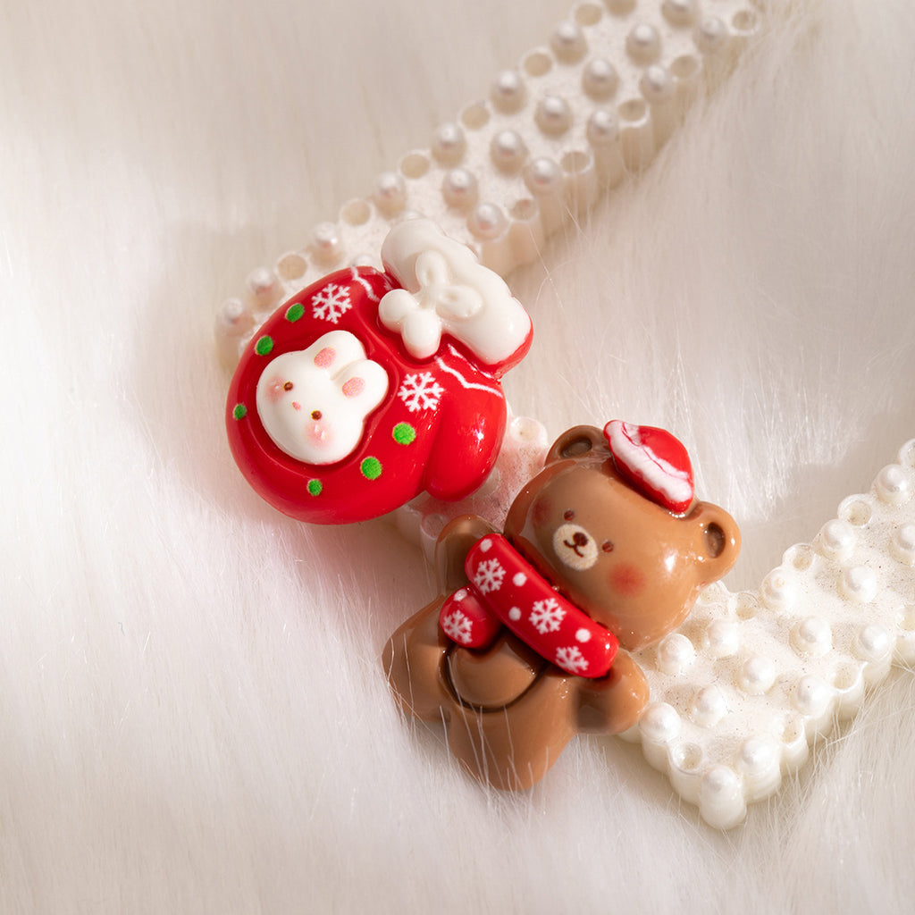Holiday Charm Resin Stud Earrings - Gloves