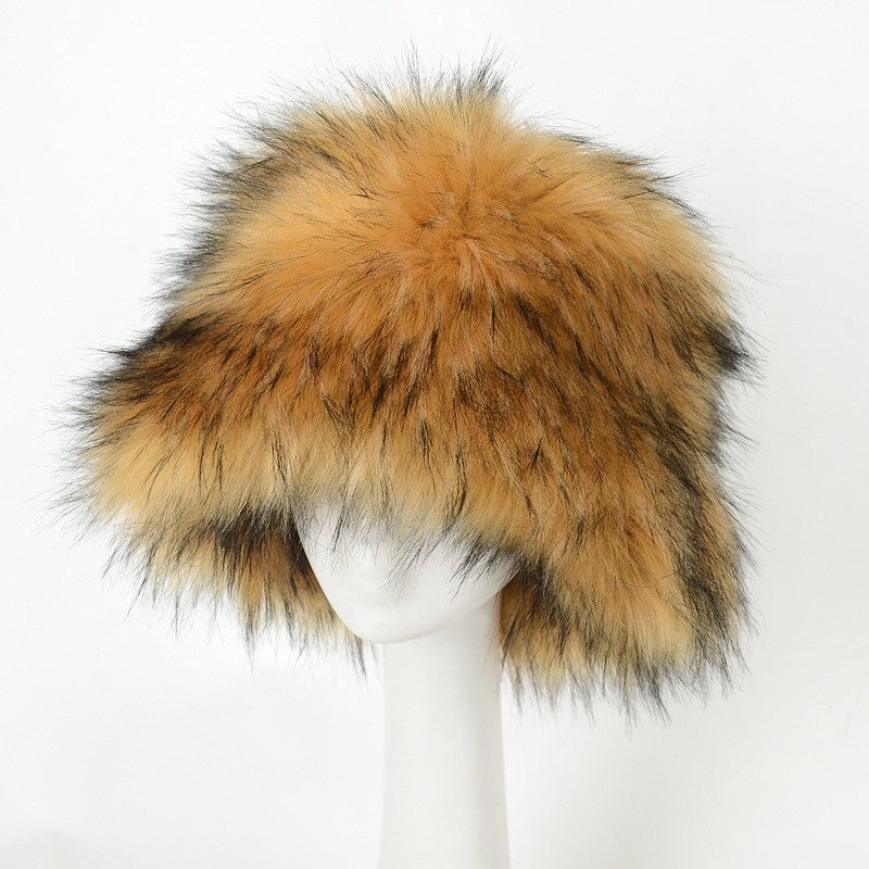 Thick Fluffy Faux Fur Bucket Hat - Tipped Brown