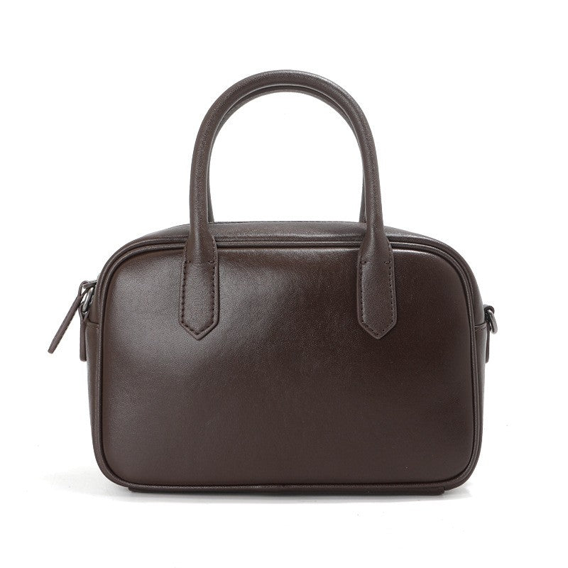Genuine Leather Mini Bowling Bag with Top Handles