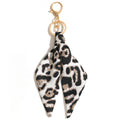 Leopard Print Twilly Scarf Keychain Purse Charm - White