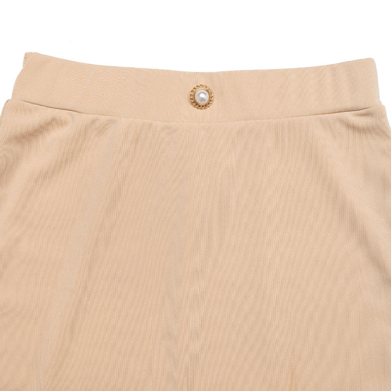 Pleated Ruffle Hem A-Line Midi Skirt - Khaki - 4
