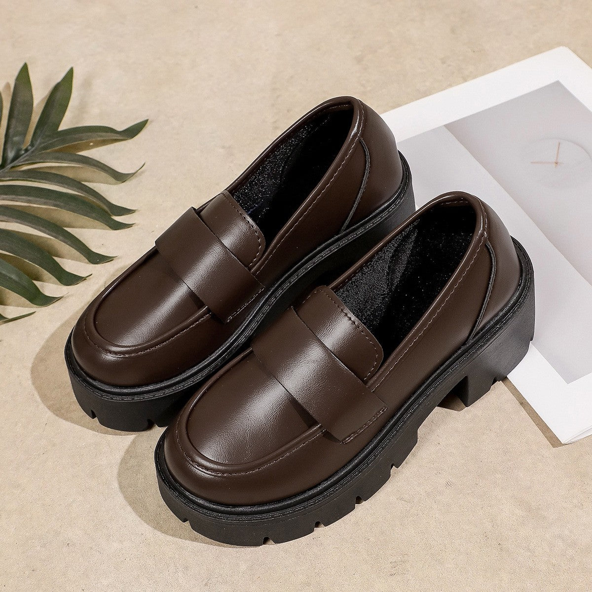 Chunky Lug Sole Penny Loafers
